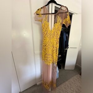 LIKE BRAND NEW yellow lace dress, perfect for a special occasion! Wore once.